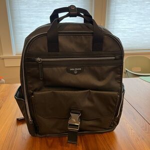 Twelve Little Water Resistant Diaper Backpack with padded laptop sleeve. Black.